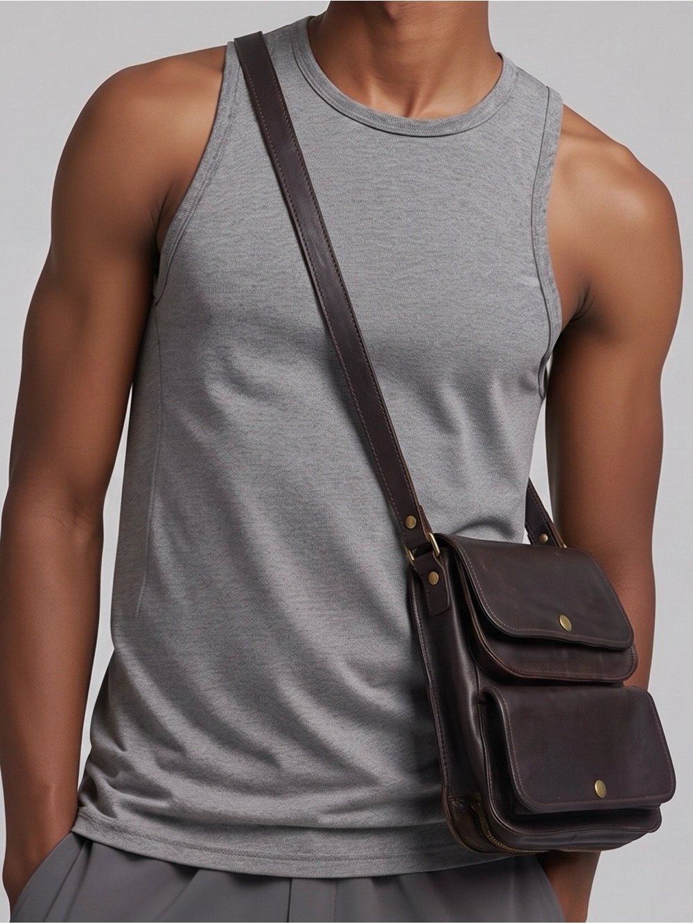 Vintage Men’s Brown Leather Convertible Travel Bag Briefcase Work Bag